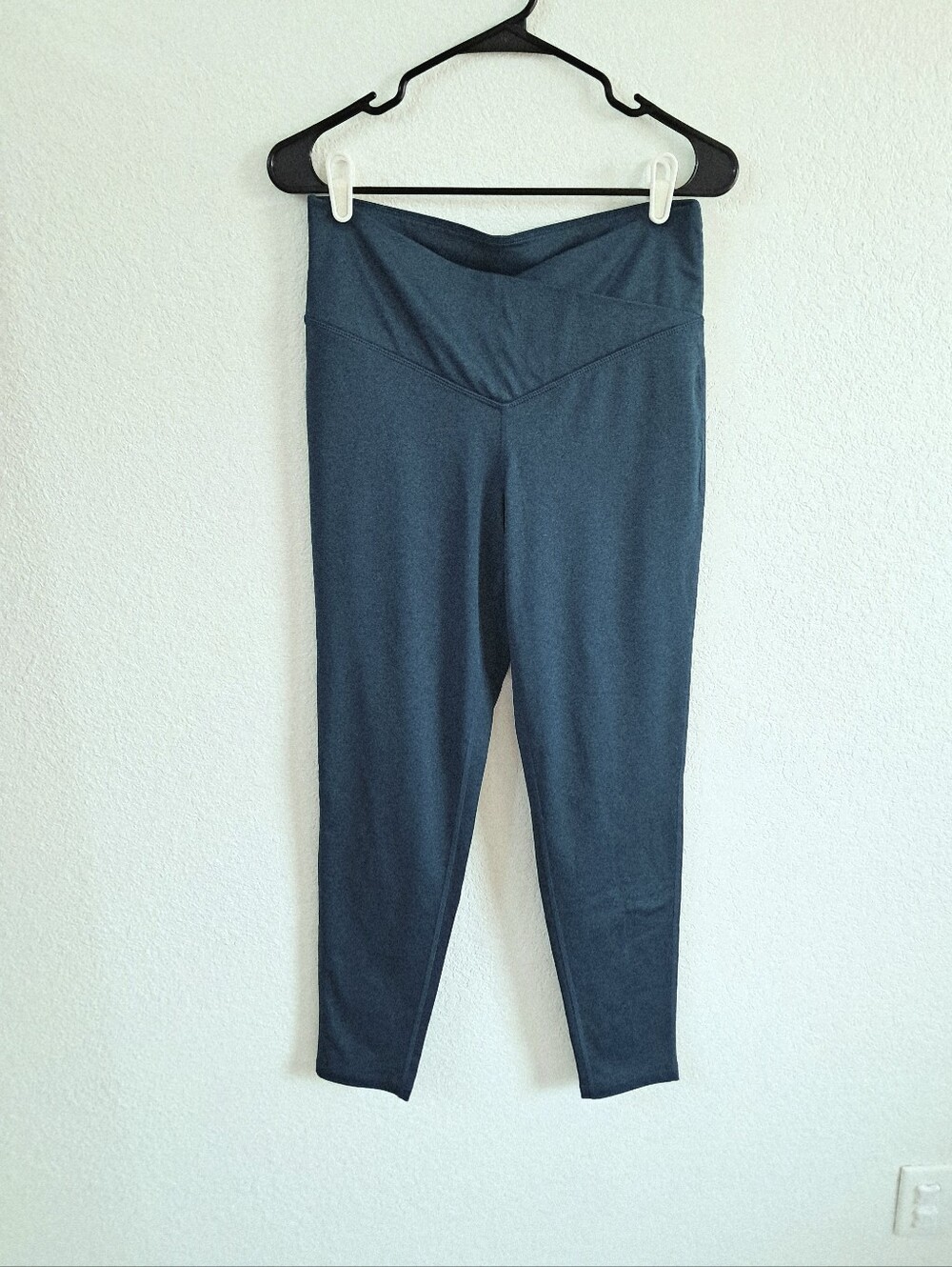 Jenni On Repeat Crossover Waist Green Leggings Ankle Sz Lg Activewear Athletic